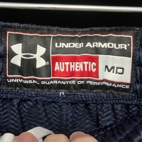 UNDER Armour- navy blue and white polyester athletic shorts - Picture 3 of 5